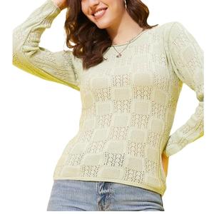 Jersey de punto elegante para mujer, Top informal de invierno y otoño para mujer, cuello redondo acrílico 100% - Product Image 4