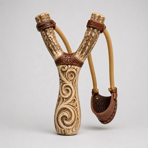 Slingshot artisanal avec bois de cerf, construction traditionnelle haut de gamme en bois de cerf naturel, prise en main confortable, camping en plein air - Product Image 5