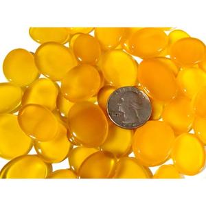 ราคาขายส่ง มีจำนวนมาก หินออนิกซ์สีเหลืองธรรมชาติ ขัดเงาทั้งสองด้าน หินออนิกซ์สีเหลืองทรงหลังเบี้ย ขนาดคละแบบ - Product Image 1