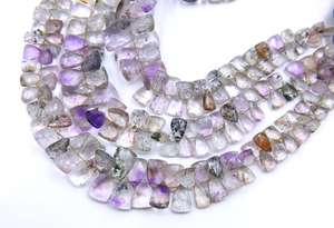 Perles de pierres précieuses en améthyste naturelle de haute qualité de 8 pouces Super Seven Faceted Trillion Shape Stone Material Bijoux haut de gamme - Product Image 2