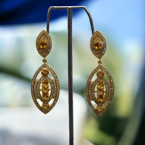 ต่างหูเงินยาวสไตล์ยาวที่น่าดึงดูดใจดีไซน์เป็นเอกลักษณ์ของขวัญแฟชั่นที่น่าสนใจมากสำหรับผู้หญิงต่างหูซิทรีนสำหรับผู้หญิง - Product Image 2