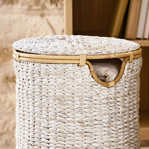 On-Trend Water Hyacinth <b>Basket</b> With Lid, Handmade <b>Large</b> Laundry <b>Hamper</b> White Color Ideal For Household Or Hotel Use From Vietnam - Product Image 6