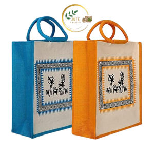 Sac cabas en jute imprimé écologique personnalisé Sac à provisions réutilisable avec poignée en coton Prix couleurs personnalisables - Product Image 2