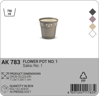 Pot de fleurs en plastique PP brun Afossa durable de 750 ml, design moderne et élégant avec découpe, écologique, léger, multi-usages pour la maison