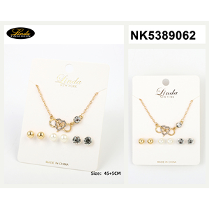Conjunto de Joyería de Moda Chapado en Oro con Colgante de Elefante Linda y Pendientes de Botón para Mujer, Ideal para Fiestas, Joyería Metálica - Product Image 1