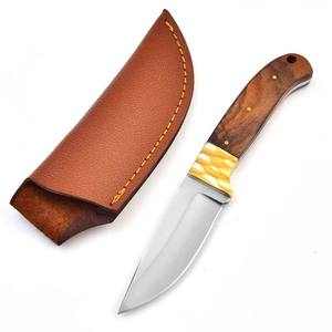 Cuchillo de Piel de Acero al Carbono Personalizado, Cuchillo de Hoja Fija EDC, Mango de Madera, Funda de Cuero, OEM, Full Tang, Cuchillo Utilitario para Campismo y Supervivencia - Product Image 3