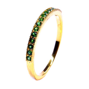 Designer 14K Yellow Gold Tsavorite Gemstones Attractive Charm Classic Elegant Fashion <b>Finger</b> <b>Full</b> Band <b>Ring</b> - Product Image 1