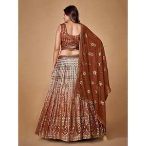 Increíble Lehenga Choli de Georgette con Lentejuelas Marrones para Bodas - Product Image 2