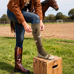 Chaussettes d'équitation personnalisées de haute qualité en gros, chaussettes hautes jusqu'au genou, équipement unisexe, produits de chaussettes, chaussettes d'équitation - Product Image 4