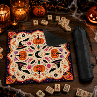 Tapis de jeu de mahjong américain à motif citrouille et fantôme d'Halloween, tapis de jeu de mahjong pliable