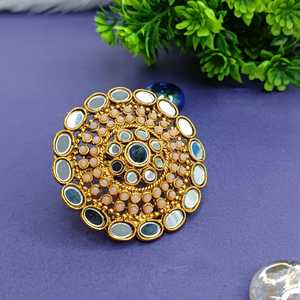 Indian Manufacturer Jewelry Wholesaler Supplier Glass Stone Oxidized Bridal Finger Ring Indian Fashion Jewellery For Women - Product Image 3