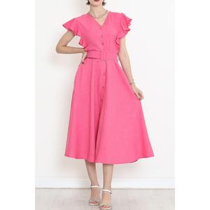 Abito con cintura a volant sulle maniche 5154.1322 fucsia. - Product Image 3