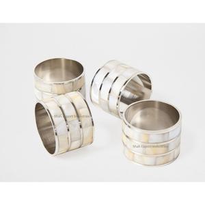 Rond de serviette rond en métal plaqué or en nacre Standard pour les dîners Table à manger décor porte-serviettes - Product Image 5