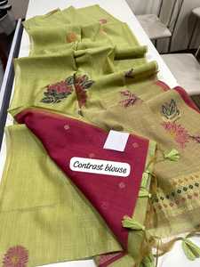 Meilleure qualité coton Saree lin Blouse pièce motifs floraux traditionnels tout le corps fantaisie glands classique ethnique pour indien - Product Image 3