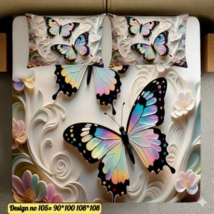 Ensemble de taies d'oreiller en coton de luxe 3D avec motif de papillon en relief, taille king, 2 pièces, douces, pliées, 600TC, housses de coussin décoratives - Product Image 1