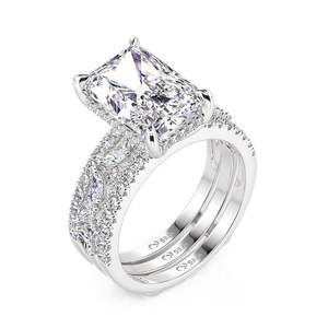 Jeulia Luxury Diamond Inset Radiant Cut <b>Puzzle</b> <b>Ring</b> Set 2Pcs for Wedding - Product Image 2