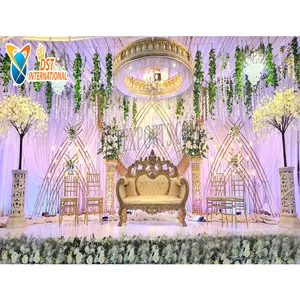 Latar belakang logam panggung pernikahan menakjubkan lengkungan logam trendi untuk dekorasi pernikahan Kanada latar belakang unik panggung elegan