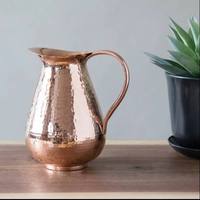 Carafe de service en cuivre martelé de haute qualité avec poignée en laiton, forme et taille personnalisées, compatible lave-vaisselle, écologique, grande capacité pour