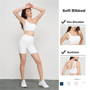 Soutien-gorge de sport à impact élevé pour femmes Plus ensemble d'entraînement de gymnastique une épaule dos ouvert XL 3XL lavé plaine Yoga avant coupe moyenne avant un - Product Image 6