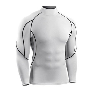 Camisa de compresión de cuello simulado Muchos colores Capa base de compresión de manga larga Top Unisex Blanco Transpirable Spandex/Poliéster 180g - Product Image 1