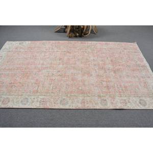 Tapis oriental turc vintage de 4.9x8,5 pieds, tissage plat classique, laine blanche rose, support en Latex pour décorations de salon - Product Image 3