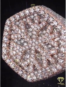 Copo de nieve personalizado Iced-Out VVS Lab Grown Hip Hop Ring en plata 925 con chapado en rodio de oro rosa Declaración de los hombres Bling Jewelry - Product Image 6