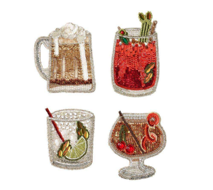 Juego de 4 posavasos bordados con cuentas hechos a mano, posavasos para bebidas hechos a mano, acento para el hogar - Product Image 2