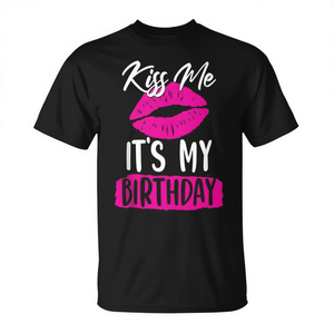 T-shirt Kiss Me It's My Birthday pour femme, mignon, pour fête d'anniversaire - Product Image 2