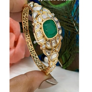 Traditional <b>Indian</b> Fashion <b>Ring</b> for Women Emerald Glow Jadau Shine Made of Brass for Weddings Parties and Engagements - Product Image 1