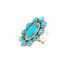 Arizona Turquoise Bezel Setting Ring 925 <b>Solid</b> Sterling <b>Silver</b> Oval Shape Faceted Cut Multi-Colour Fine Jewelry Cute Wedding - Product Image 1