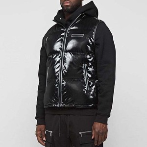 2024 OEM logotipo personalizado diseñador hombres alta calidad invierno burbuja chaleco transpirable cómodo sin mangas brillante chaqueta acolchada lona - Product Image 3