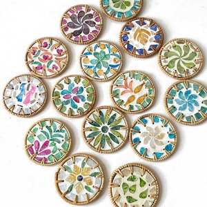 Handcrafted Designer Mother of Pearl Bohemian Style Square <b>Drink</b> <b>Coaster</b> Smooth Handmade Finish for Premium Furniture Safety - Product Image 3