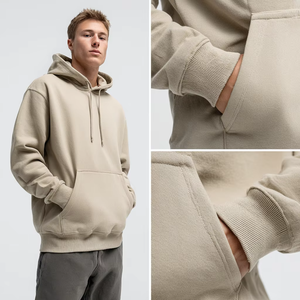 Sweat à capuche de luxe à épaules tombantes épaisses et à logo personnalisé Sweat à capuche de sport court en coton lourd pour hommes - Product Image 3