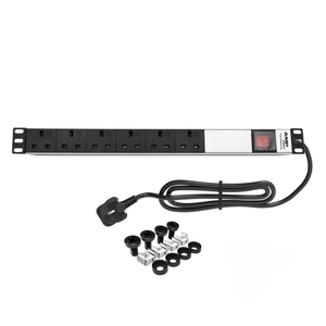 Amp kết nối Rack mount <span class=keywords><strong>6</strong></span>-<span class=keywords><strong>Way</strong></span> UK loại bs1363 Đơn vị phân phối điện (PDU) với vỏ nhôm và công tắc đèn - Product Image 1