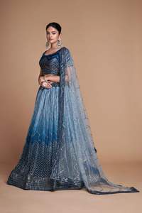 Vêtements ethniques les plus fantaisistes à la mode Chinon lourd Lehenga Choli & Dupatta avec broderie et paillettes à vendre - Product Image 5