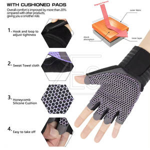 Gants de sport en cuir à demi-doigts de couleur unie - Fabriqués sur mesure, légers, unisexes, pour adultes - Product Image 5