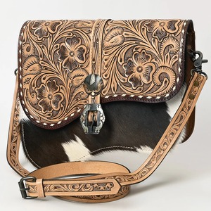 Bolso Bandolera Bohemio de Cuero Genuino para Mujer, Hecho a Mano, Vintage, Floral, Ligero, con Forro de Algodón OEM - Product Image 5