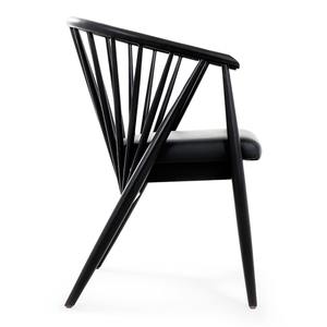 Chaise de salle à manger à lattes Carson, finition chêne naturel noir Meuble teck acajou Suar 2110135 - Product Image 2