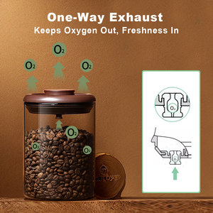 Bocal en verre hermétique pour café, avec couvercle ventilé, couleur ambre, 600 ml, sans BPA, écologique, pour <span class=keywords><strong>le</strong></span> stockage des aliments, vente en gros - Product Image 2