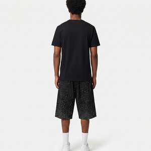 Ensemble T-shirt et Short d'Été pour Homme de Haute Qualité OEM Streetwear, Personnalisé, 100% Coton, Broderie et Sérigraphie, Survêtements Noirs - Product Image 2
