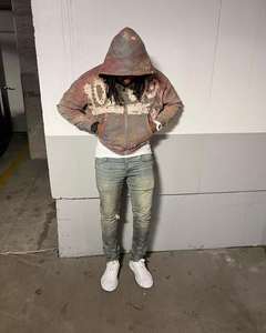 Sudaderas con capucha de diamantes de imitación para hombre de algodón 100% térmicas ligeras de buena calidad al por mayor sudaderas con capucha para hombre - Product Image 5