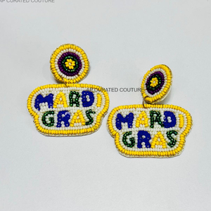 Pendientes de cuentas personalizados Mardi Gras 225 | Joyas hechas a mano en la India para combinar con tu atuendo festivo de Mardi Gras - Product Image 4