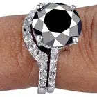 Bague de Mariage en Argent de Qualité AAA+ avec Moissanite Noire Véritable 5+ Carats et Diamant Brut Naturel Blanc Taille 7 Cus-Jew54 - Product Image 2