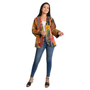 แจ็กเก็ต Kantha ผ้าฝ้ายวินเทจทำด้วยมือน้ำหนักเบาสไตล์ Boho ย้อนกลับได้สำหรับฤดูใบไม้ร่วงและฤดูหนาว - Product Image 3
