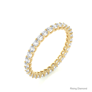 1.2 CTW Round Cut Lab Grown Diamond Full Eternity Set CVD Wedding <b>Band</b> Yellow Gold Anniversary Gift <b>Rings</b> - Product Image 3