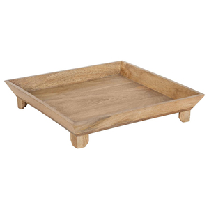 Plateau de service carré en bois de manguier durable Offre Spéciale pieds en bois de piédestal élégant pour décor de table service d'affichage de fruits - Product Image 1