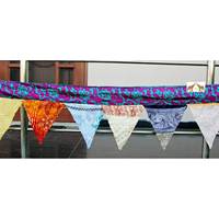 Guirnalda Grande de Banderines Multicolor Hechos a Mano con 19 Banderas de Sari Indio Vintage Reciclado para Decoración de Fiestas en Casa de Diwali, Mango Gifts