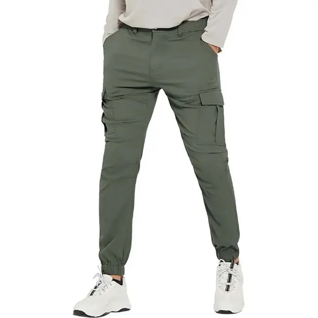 Erkek pantolon pantolon Slim Fit erkek Casual Jogger yeni moda kargo pantolon altı cepler erkekler için