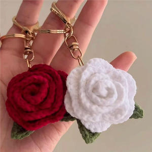 Llavero de Coche con Flor de Rosa de Algodón Tejida a Crochet, Colgante para Bolso, Decoración Moderna, Sencilla, Literaria, Artística y Fresca - Product Image 2