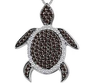 Colgante de tortuga de diamante de moissanita en blanco y negro Colgante personalizado de plata esterlina de moissanita y colgante de hip hop - Product Image 2
